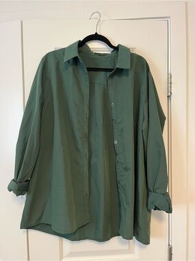 PrettyLittleThing Men's Oversized Button-Down Shirt - Green